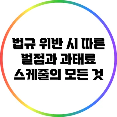 법규 위반 시 따른 벌점과 과태료 스케줄의 모든 것