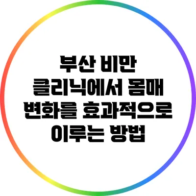 부산 비만 클리닉에서 몸매 변화를 효과적으로 이루는 방법