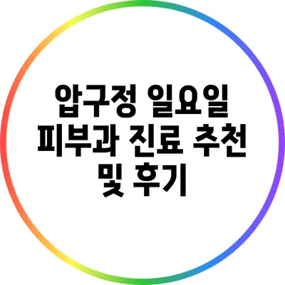 압구정 일요일 피부과 진료 추천 및 후기