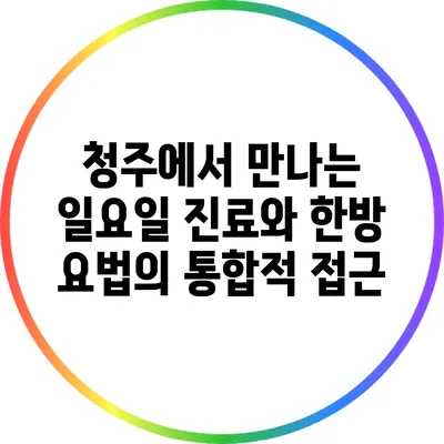 청주에서 만나는 일요일 진료와 한방 요법의 통합적 접근