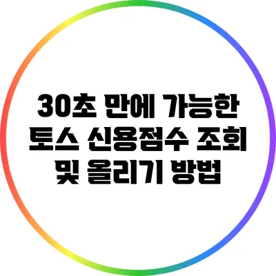 30초 만에 가능한 토스 신용점수 조회 및 올리기 방법