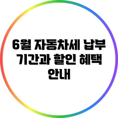 6월 자동차세 납부 기간과 할인 혜택 안내