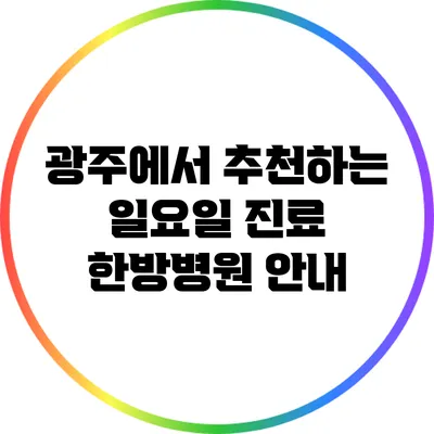 광주에서 추천하는 일요일 진료 한방병원 안내