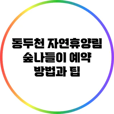 동두천 자연휴양림 숲나들이 예약 방법과 팁