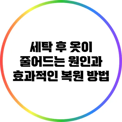 세탁 후 옷이 줄어드는 원인과 효과적인 복원 방법