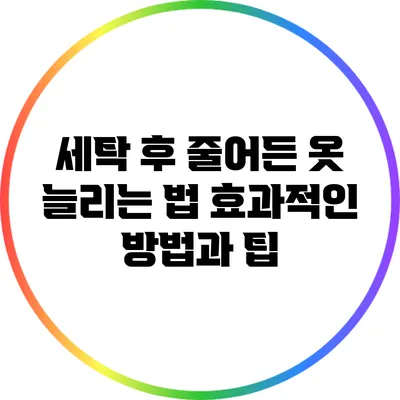 세탁 후 줄어든 옷 늘리는 법: 효과적인 방법과 팁