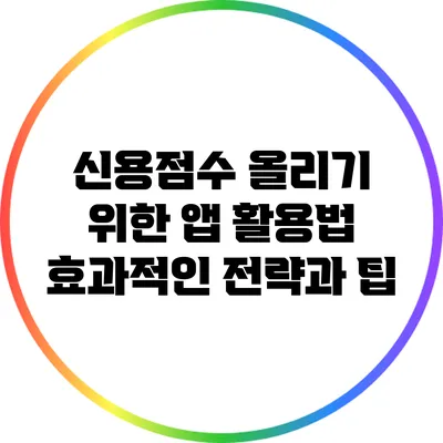 신용점수 올리기 위한 앱 활용법: 효과적인 전략과 팁