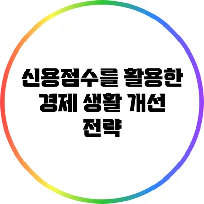 신용점수를 활용한 경제 생활 개선 전략