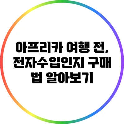 아프리카 여행 전, 전자수입인지 구매 법 알아보기