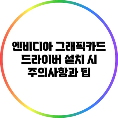 엔비디아 그래픽카드 드라이버 설치 시 주의사항과 팁