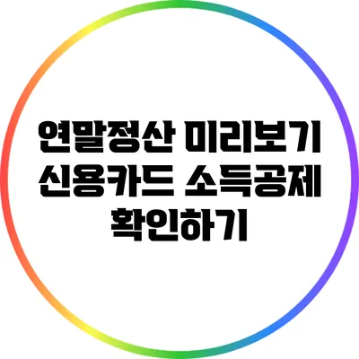 연말정산 미리보기: 신용카드 소득공제 확인하기