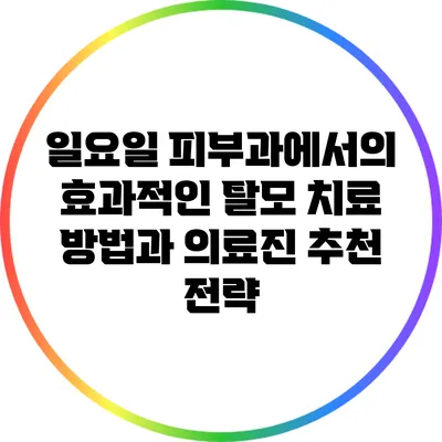 일요일 피부과에서의 효과적인 탈모 치료 방법과 의료진 추천 전략