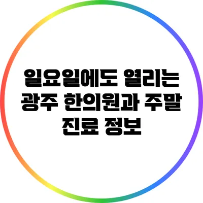 일요일에도 열리는 광주 한의원과 주말 진료 정보