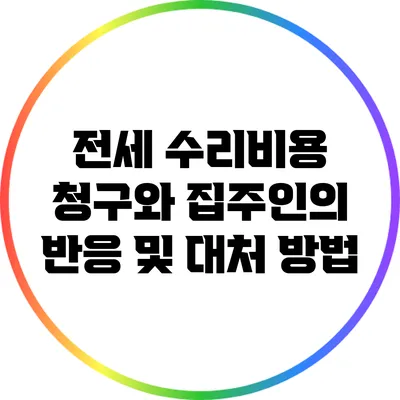 전세 수리비용 청구와 집주인의 반응 및 대처 방법