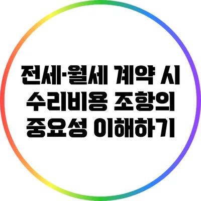 전세·월세 계약 시 수리비용 조항의 중요성 이해하기