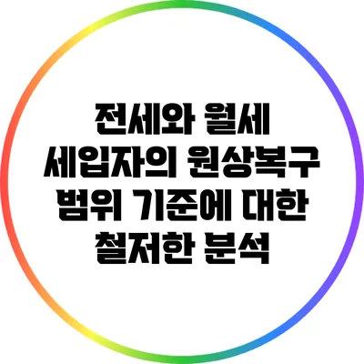 전세와 월세 세입자의 원상복구 범위 기준에 대한 철저한 분석