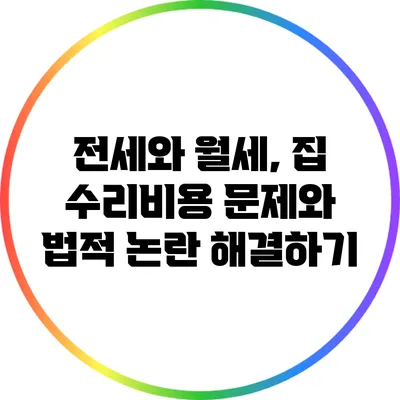 전세와 월세, 집 수리비용 문제와 법적 논란 해결하기