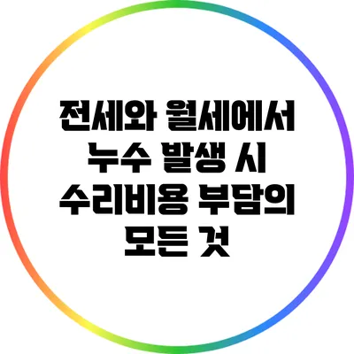 전세와 월세에서 누수 발생 시 수리비용 부담의 모든 것