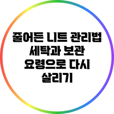 줄어든 니트 관리법: 세탁과 보관 요령으로 다시 살리기