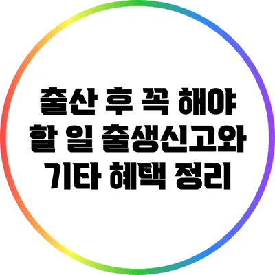 출산 후 꼭 해야 할 일: 출생신고와 기타 혜택 정리