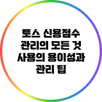 토스 신용점수 관리의 모든 것: 사용의 용이성과 관리 팁