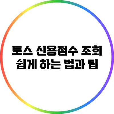 토스 신용점수 조회: 쉽게 하는 법과 팁