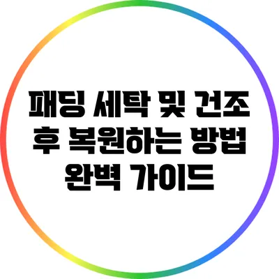 패딩 세탁 및 건조 후 복원하는 방법 완벽 가이드