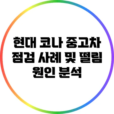 현대 코나 중고차 점검 사례 및 떨림 원인 분석