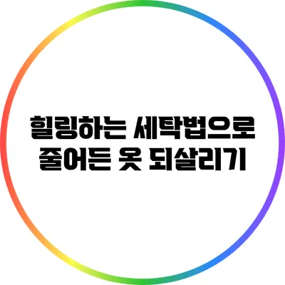 힐링하는 세탁법으로 줄어든 옷 되살리기