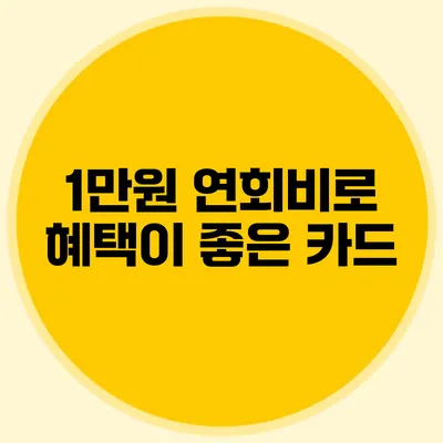1만원 연회비로 혜택이 좋은 카드