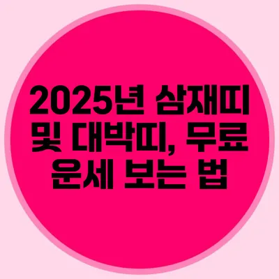 2025년 삼재띠 및 대박띠, 무료 운세 보는 법
