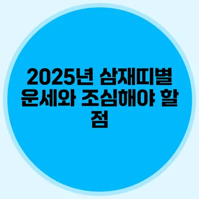 2025년 삼재띠별 운세와 조심해야 할 점