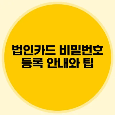 법인카드 비밀번호 등록 안내와 팁