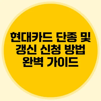현대카드 단종 및 갱신 신청 방법 완벽 가이드