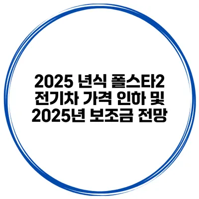 2025 년식 폴스타2 전기차 가격 인하 및 2025년 보조금 전망