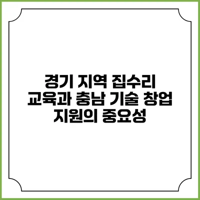 경기 지역 집수리 교육과 충남 기술 창업 지원의 중요성