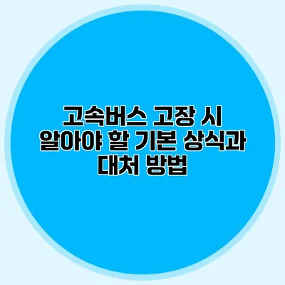 고속버스 고장 시 알아야 할 기본 상식과 대처 방법