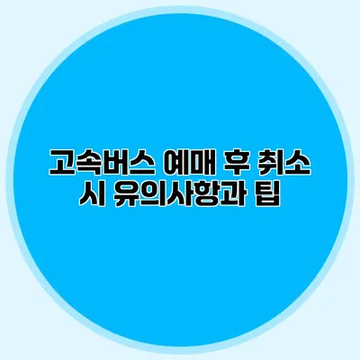 고속버스 예매 후 취소 시 유의사항과 팁