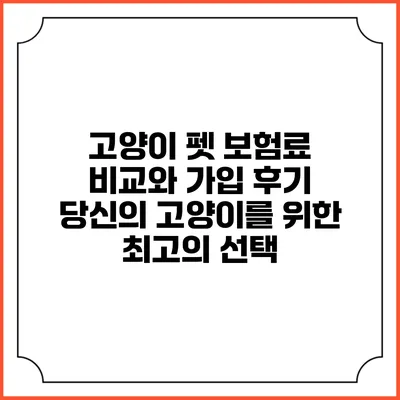 고양이 펫 보험료 비교와 가입 후기: 당신의 고양이를 위한 최고의 선택