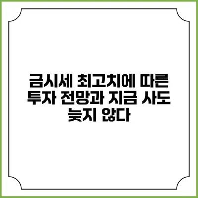 금시세 최고치에 따른 투자 전망과 지금 사도 늦지 않다?