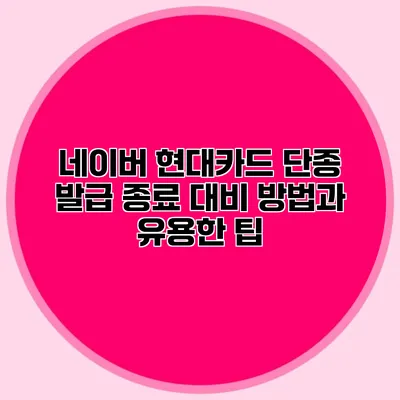 네이버 현대카드 단종 발급 종료 대비 방법과 유용한 팁