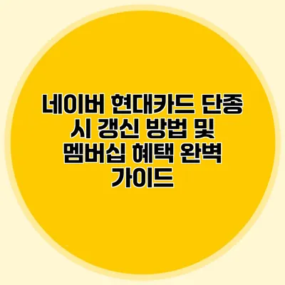 네이버 현대카드 단종 시 갱신 방법 및 멤버십 혜택 완벽 가이드