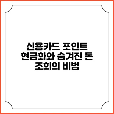 신용카드 포인트 현금화와 숨겨진 돈 조회의 비법