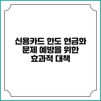 신용카드 한도 현금화 문제 예방을 위한 효과적 대책