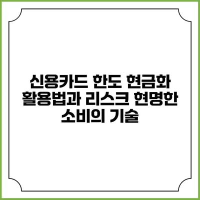 신용카드 한도 현금화 활용법과 리스크: 현명한 소비의 기술