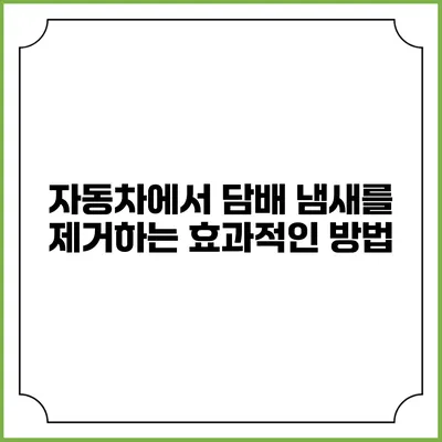 자동차에서 담배 냄새를 제거하는 효과적인 방법