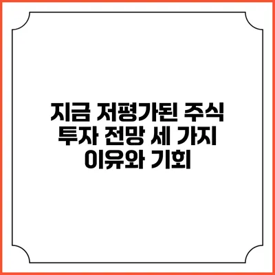 지금 저평가된 주식 투자 전망: 세 가지 이유와 기회