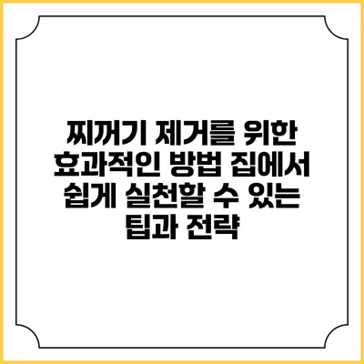 찌꺼기 제거를 위한 효과적인 방법: 집에서 쉽게 실천할 수 있는 팁과 전략