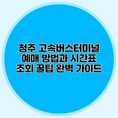 청주 고속버스터미널 예매 방법과 시간표 조회 꿀팁 완벽 가이드