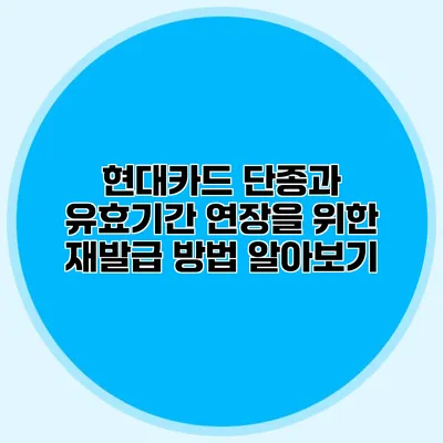 현대카드 단종과 유효기간 연장을 위한 재발급 방법 알아보기